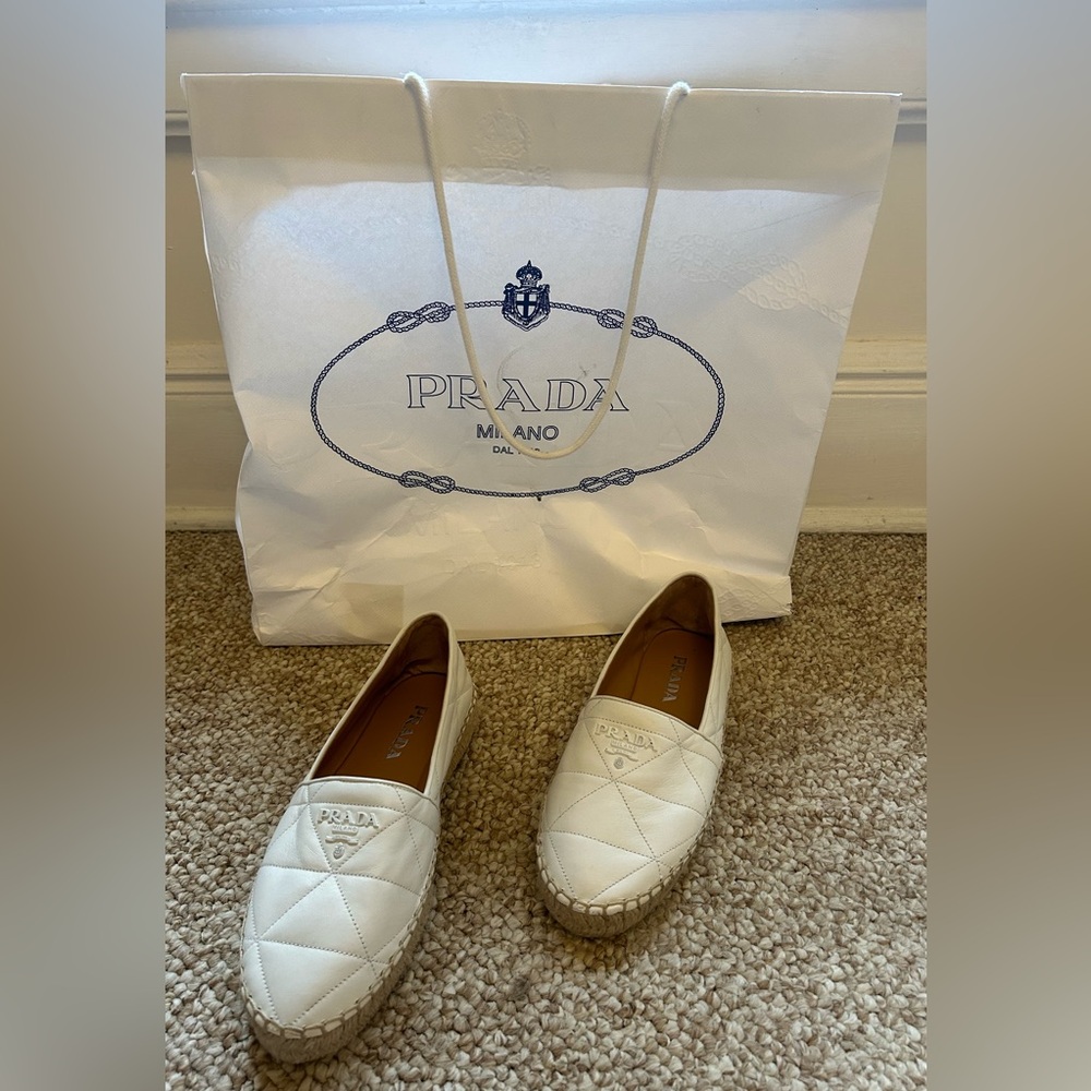 Off white Prada loafers women size 7 EU37 slip on shoes
